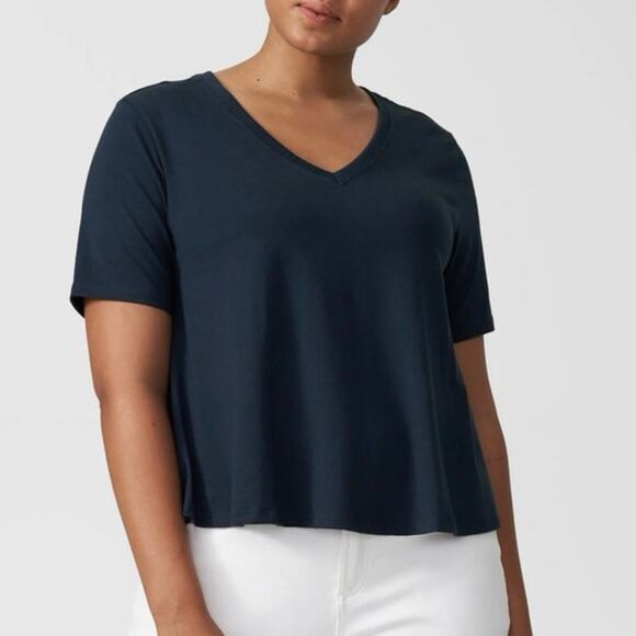 Universal Standard Penia Easy Tee Navy Blue Pima Cotton Blend Size 4XS 00 NWT - Picture 1 of 7